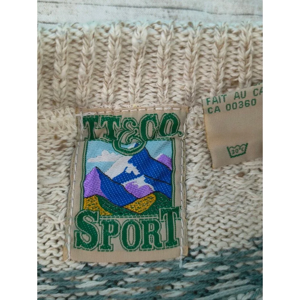 Vintage TT&Co Sport Fair Isle Cotton Sweater Size Large